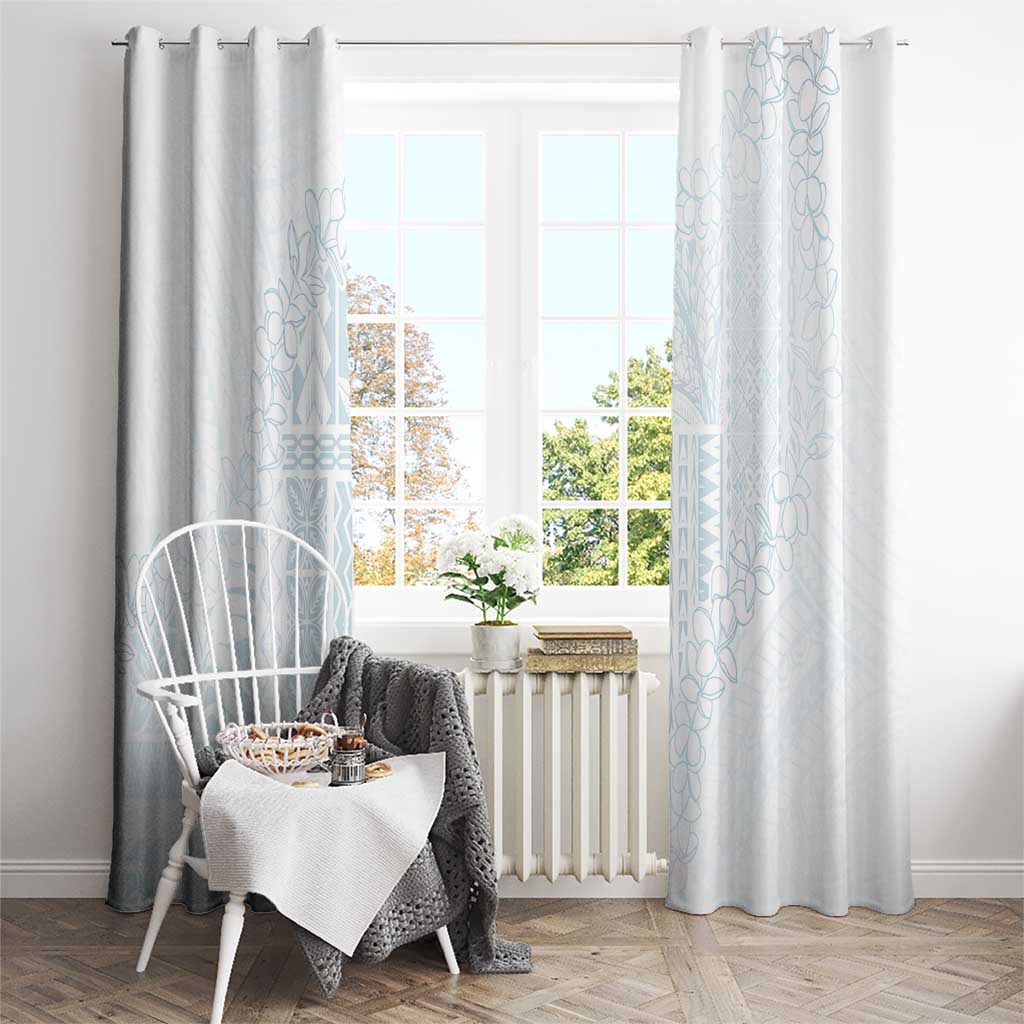 Samoa Lotu Tamaiti Mamanu Siapo Window Curtain Off White Plumeria - Polynesian Pride