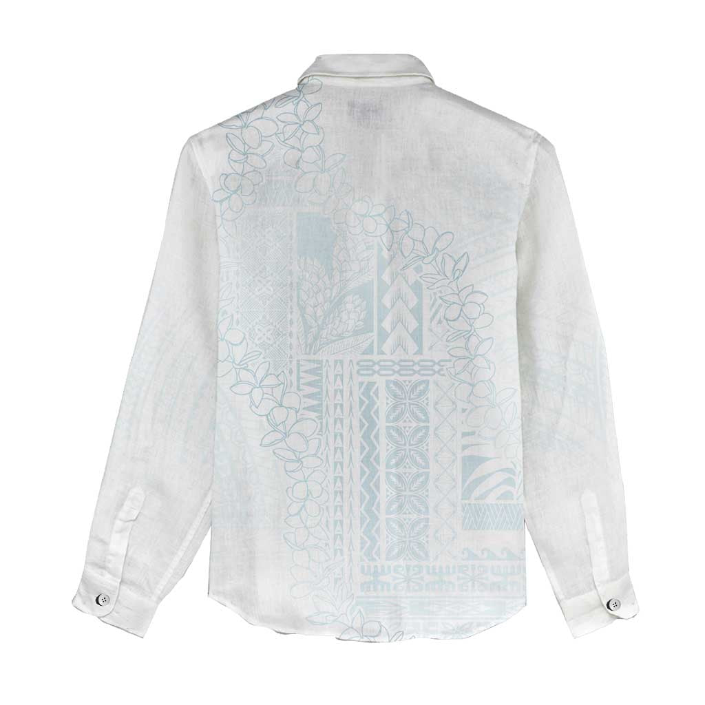 Samoa Lotu Tamaiti Mamanu Siapo Women Casual Shirt Off White Plumeria LT7 - Polynesian Pride