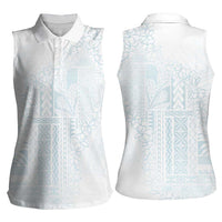 Samoa Lotu Tamaiti Mamanu Siapo Women Sleeveless Polo Shirt Off White Plumeria LT7 - Polynesian Pride