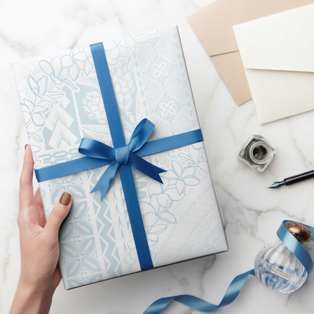 Samoa Lotu Tamaiti Mamanu Siapo Wrapping Paper Off White Plumeria