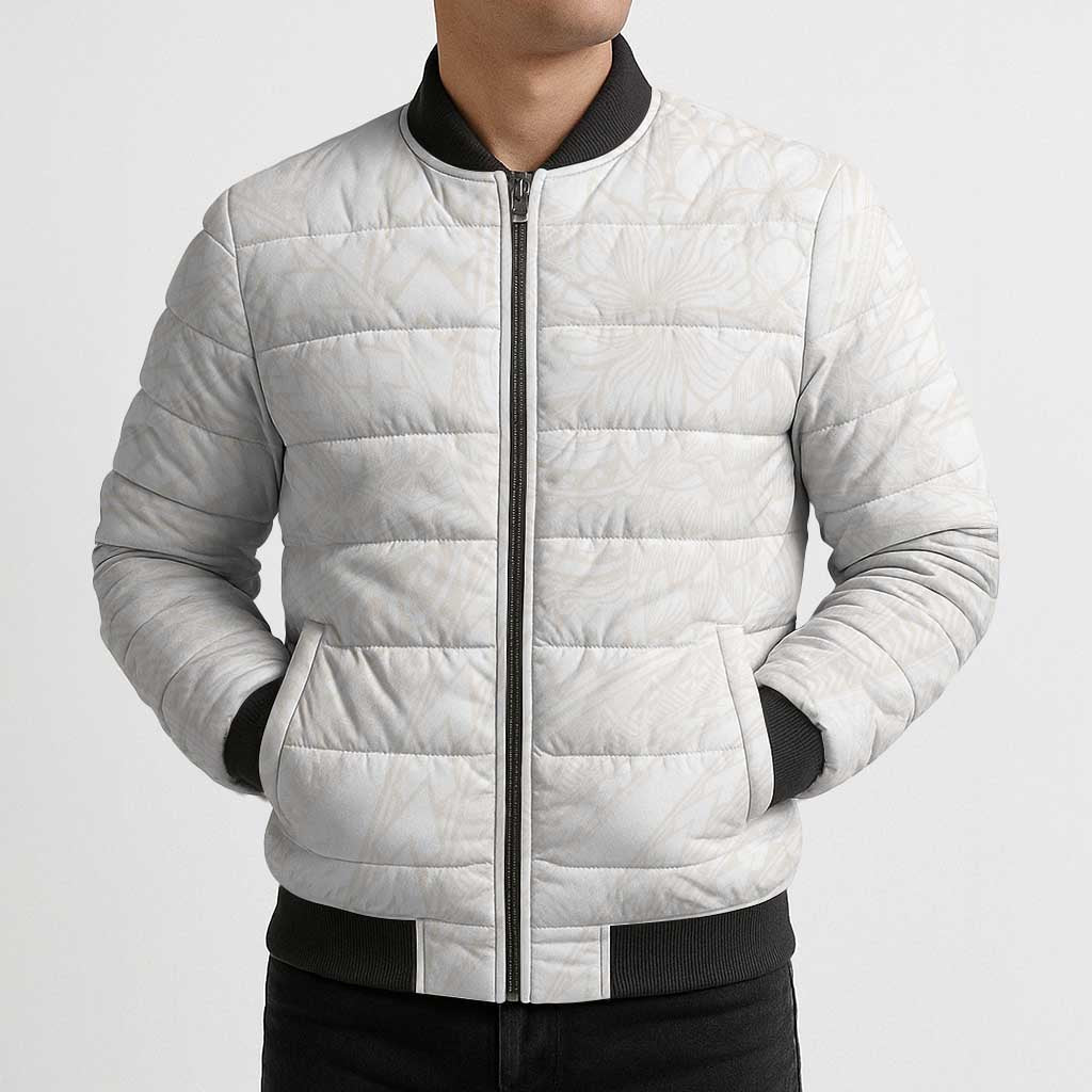 Samoa Lotu Tamaiti Ivory Bomber Puffer Jacket Teuila Tatau - Polynesian Pride