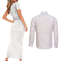 Samoa Lotu Tamaiti Ivory Couples Matching Short Sleeve Bodycon Dress and Long Sleeve Button Shirt Teuila Tatau LT7 - Polynesian Pride