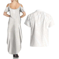 Samoa Lotu Tamaiti Ivory Couples Matching Summer Maxi Dress and Hawaiian Shirt Teuila Tatau LT7 - Polynesian Pride