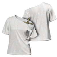 Samoa Lotu Tamaiti Ivory Cross Shoulder Shirt Teuila Tatau - Polynesian Pride
