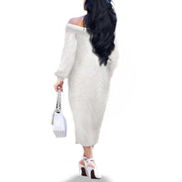 Samoa Lotu Tamaiti Ivory Family Matching Off The Shoulder Long Sleeve Dress and Hawaiian Shirt Teuila Tatau LT7 - Polynesian Pride