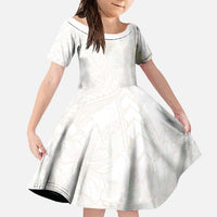 Samoa Lotu Tamaiti Ivory Family Matching Off Shoulder Maxi Dress and Hawaiian Shirt Teuila Tatau LT7 Daughter's Dress Ivory - Polynesian Pride