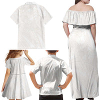 Samoa Lotu Tamaiti Ivory Family Matching Off Shoulder Maxi Dress and Hawaiian Shirt Teuila Tatau LT7 - Polynesian Pride