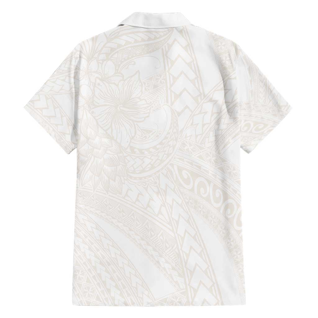 Samoa Lotu Tamaiti Ivory Family Matching Off Shoulder Maxi Dress and Hawaiian Shirt Teuila Tatau LT7 - Polynesian Pride