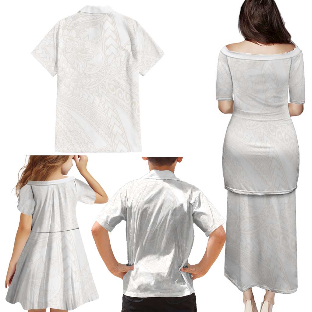 Samoa Lotu Tamaiti Ivory Family Matching Puletasi and Hawaiian Shirt Teuila Tatau LT7 - Polynesian Pride