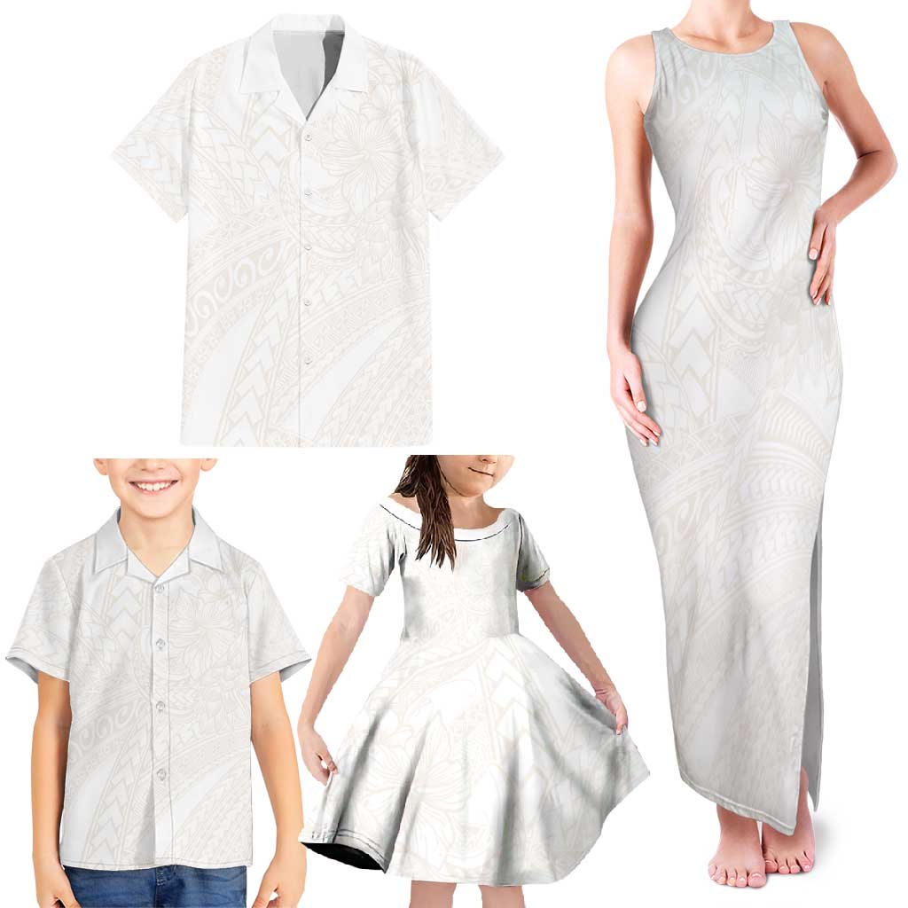 Samoa Lotu Tamaiti Ivory Family Matching Tank Maxi Dress and Hawaiian Shirt Teuila Tatau LT7 - Polynesian Pride
