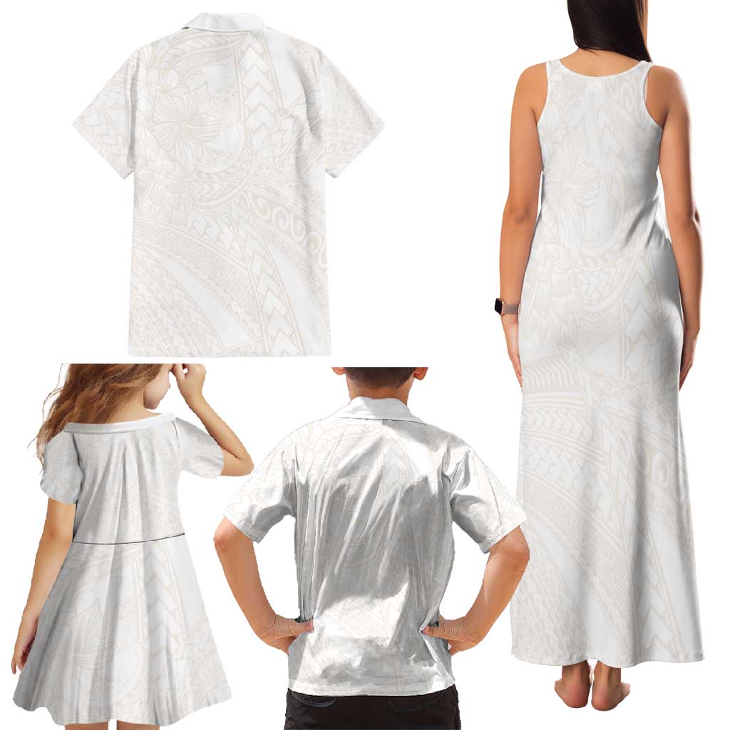 Samoa Lotu Tamaiti Ivory Family Matching Tank Maxi Dress and Hawaiian Shirt Teuila Tatau LT7 - Polynesian Pride