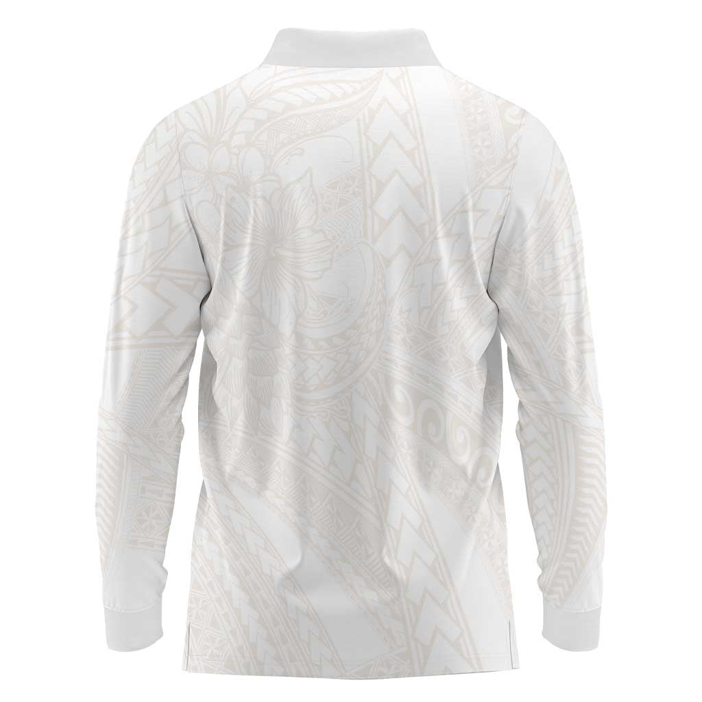 Samoa Lotu Tamaiti Ivory Long Sleeve Polo Shirt Teuila Tatau LT7 - Polynesian Pride