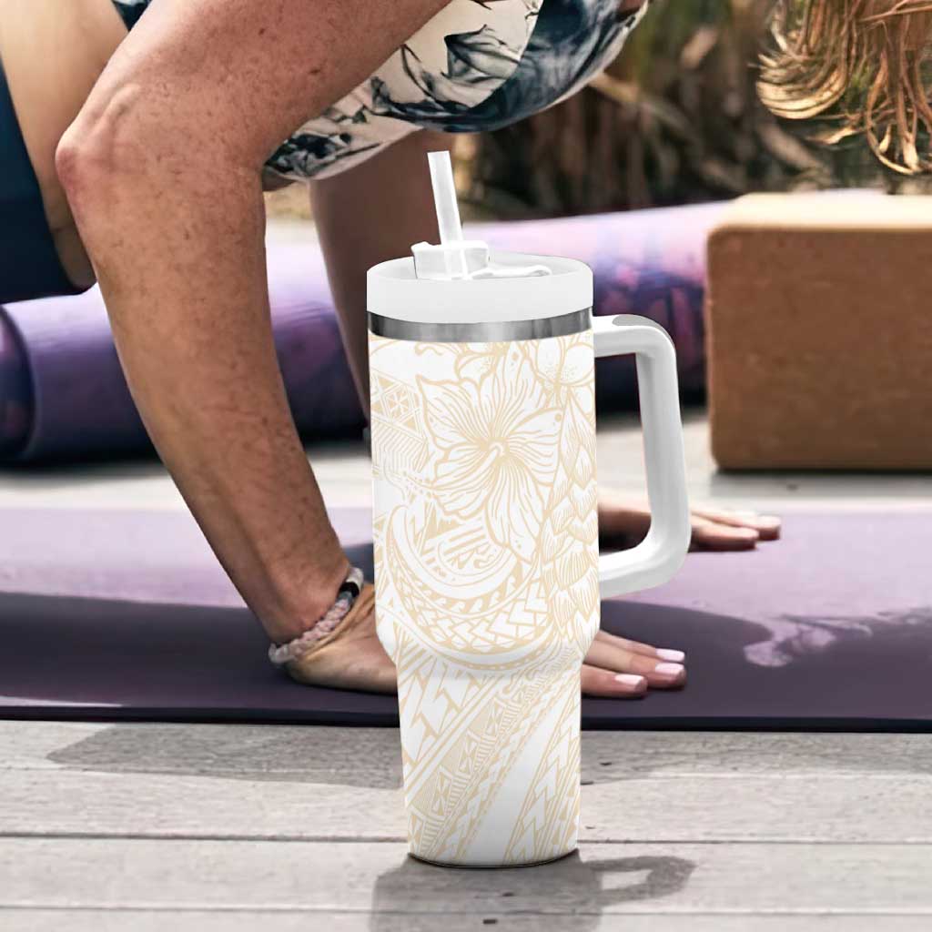 Samoa Lotu Tamaiti Ivory Tumbler With Handle Teuila Tatau - Polynesian Pride