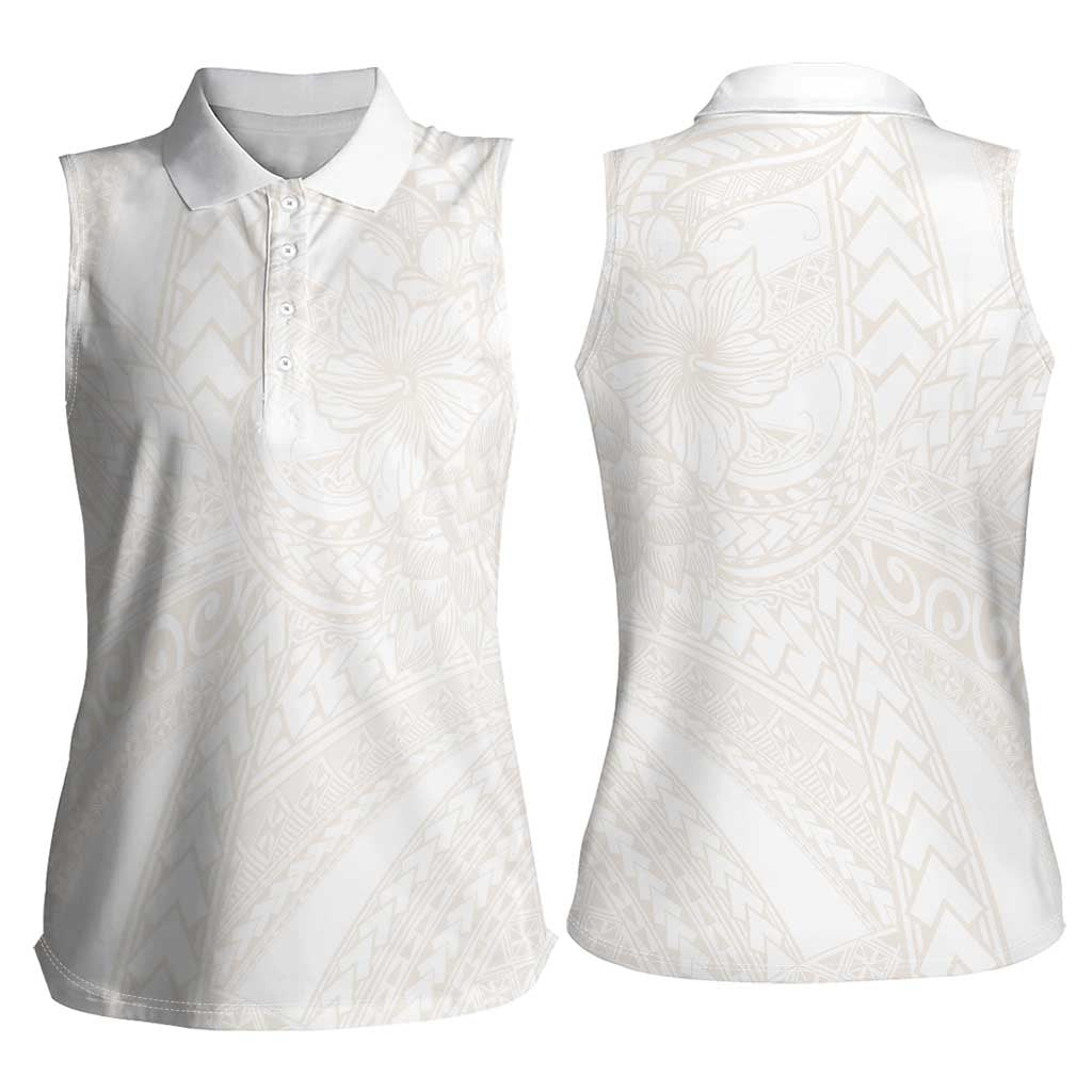 Samoa Lotu Tamaiti Ivory Women Sleeveless Polo Shirt Teuila Tatau LT7 - Polynesian Pride