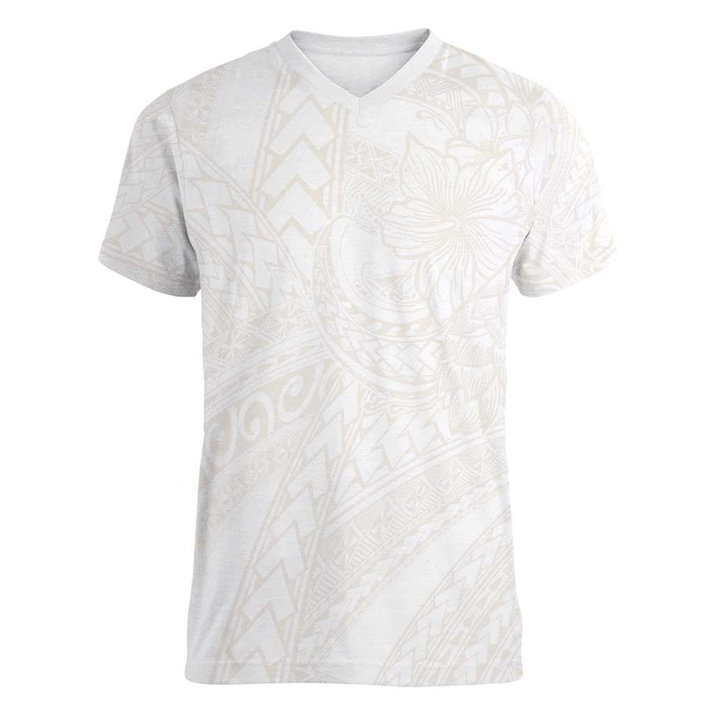 Samoa Lotu Tamaiti Ivory Women V-Neck T-Shirt Teuila Tatau LT7 Female Ivory - Polynesian Pride