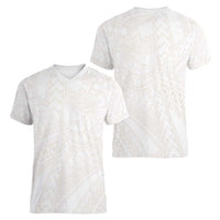 Samoa Lotu Tamaiti Ivory Women V-Neck T-Shirt Teuila Tatau LT7 - Polynesian Pride