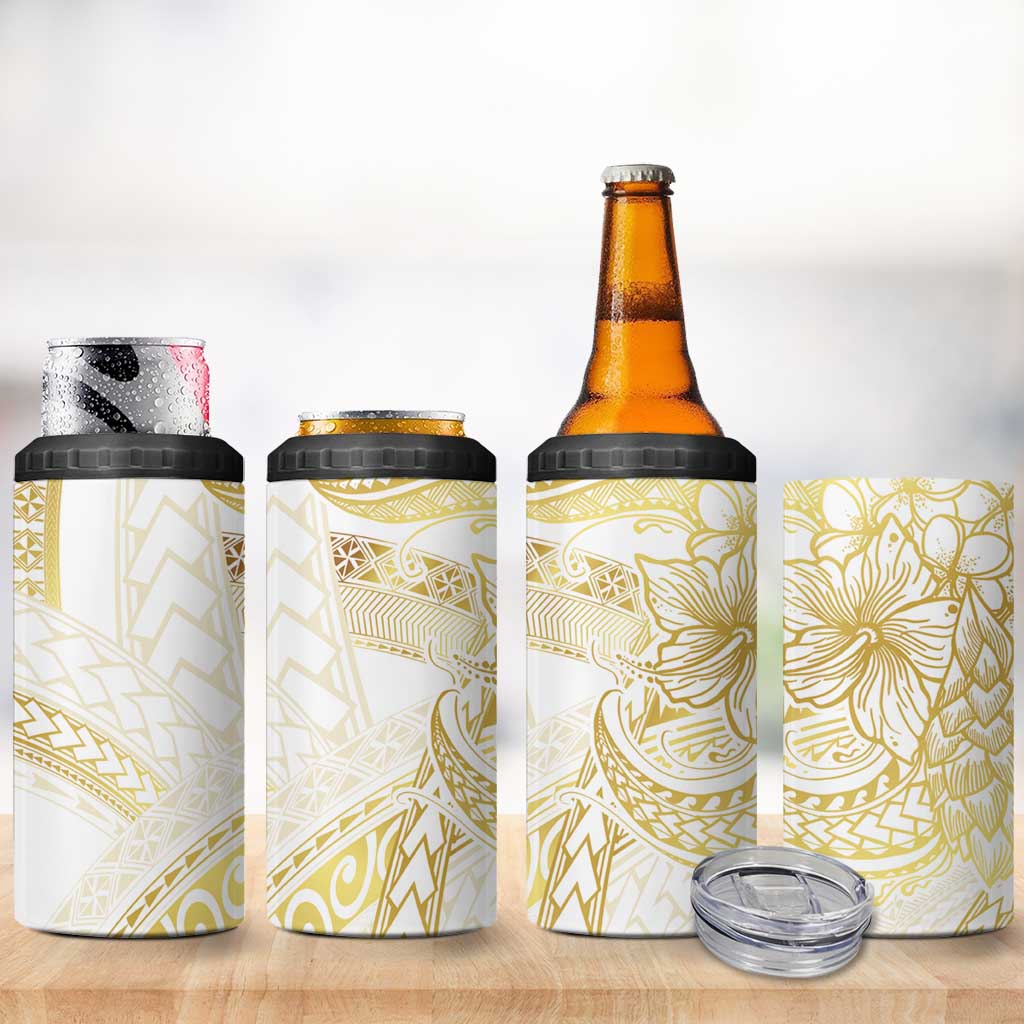 Samoa Lotu Tamaiti Gold 4 in 1 Can Cooler Tumbler Teuila Tatau LT7 - Polynesian Pride