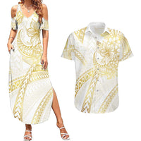 Samoa Lotu Tamaiti Gold Couples Matching Summer Maxi Dress and Hawaiian Shirt Teuila Tatau LT7 Gold - Polynesian Pride