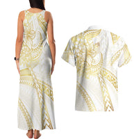 Samoa Lotu Tamaiti Gold Couples Matching Tank Maxi Dress and Hawaiian Shirt Teuila Tatau LT7 - Polynesian Pride