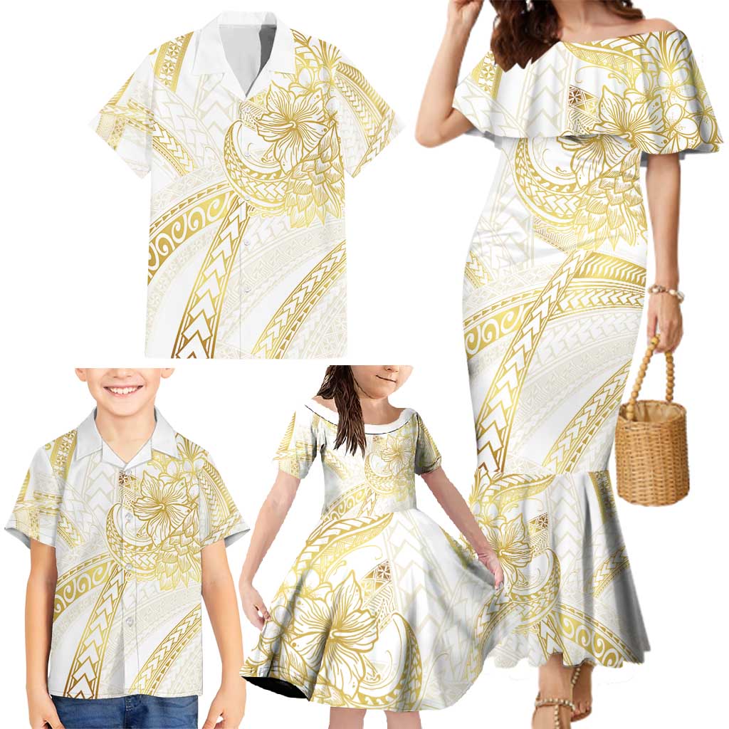 Samoa Lotu Tamaiti Gold Family Matching Mermaid Dress and Hawaiian Shirt Teuila Tatau LT7 - Polynesian Pride