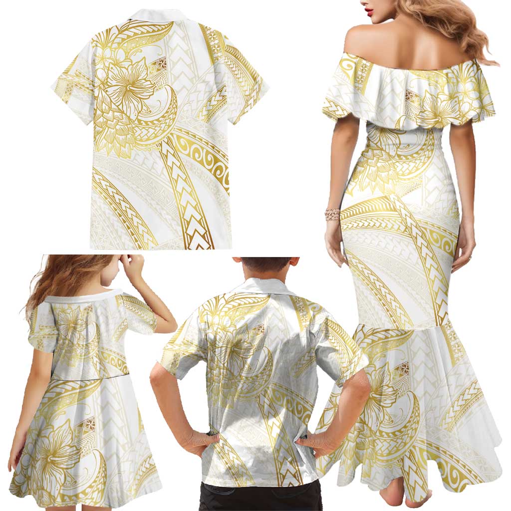 Samoa Lotu Tamaiti Gold Family Matching Mermaid Dress and Hawaiian Shirt Teuila Tatau LT7 - Polynesian Pride