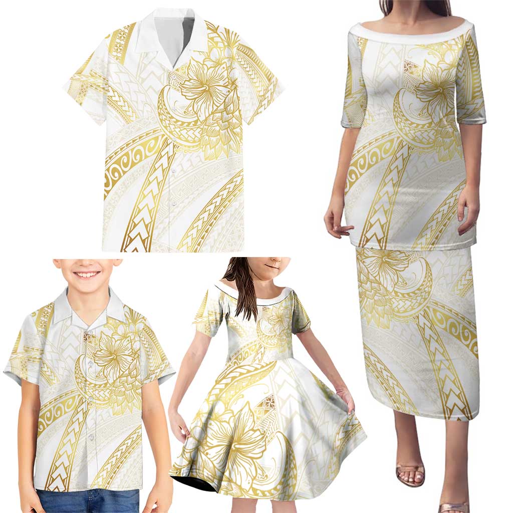 Samoa Lotu Tamaiti Gold Family Matching Puletasi and Hawaiian Shirt Teuila Tatau LT7 - Polynesian Pride