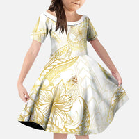 Samoa Lotu Tamaiti Gold Family Matching Summer Maxi Dress and Hawaiian Shirt Teuila Tatau LT7 Daughter's Dress Gold - Polynesian Pride