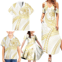 Samoa Lotu Tamaiti Gold Family Matching Summer Maxi Dress and Hawaiian Shirt Teuila Tatau LT7 - Polynesian Pride