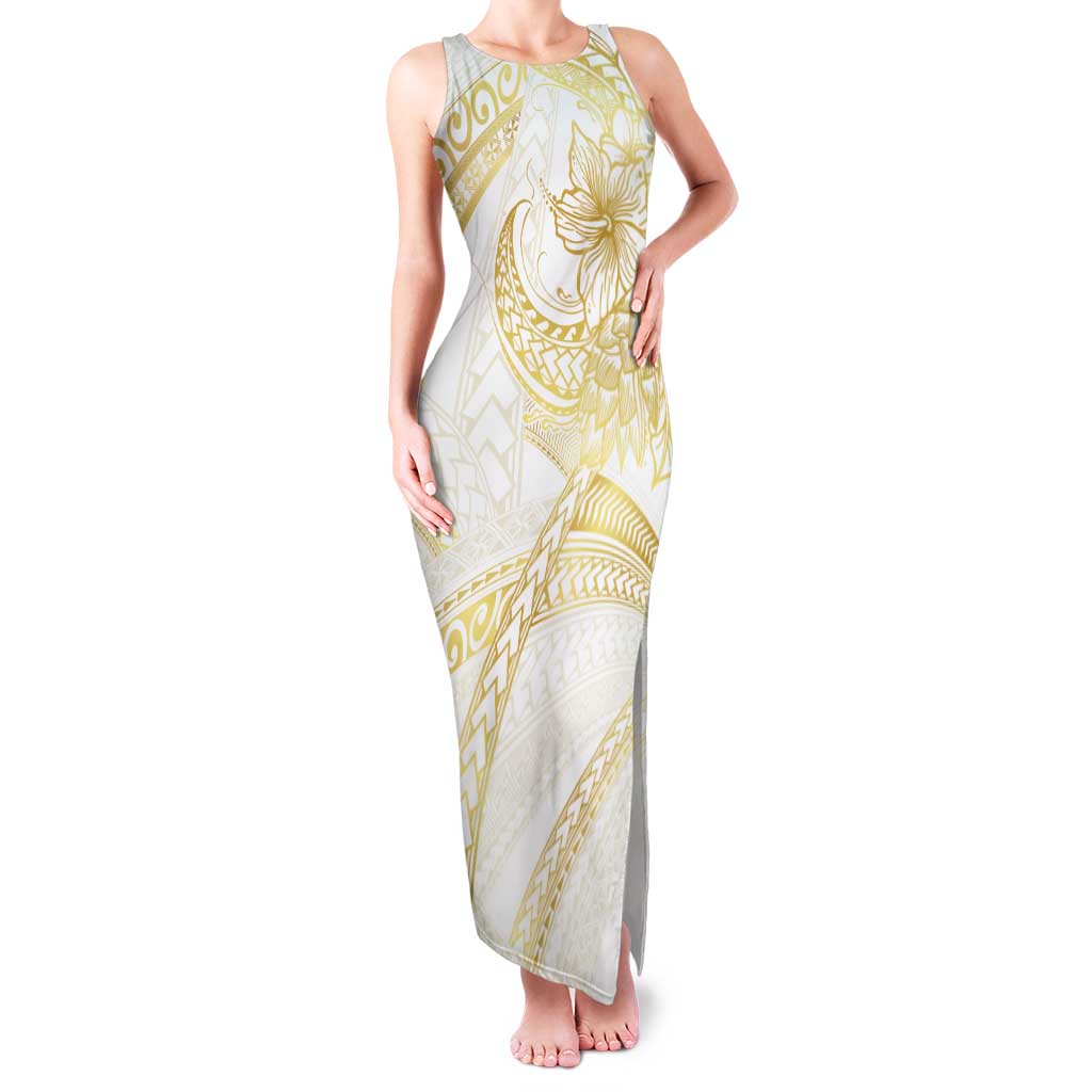 Samoa Lotu Tamaiti Gold Family Matching Tank Maxi Dress and Hawaiian Shirt Teuila Tatau LT7 Mom's Dress Gold - Polynesian Pride