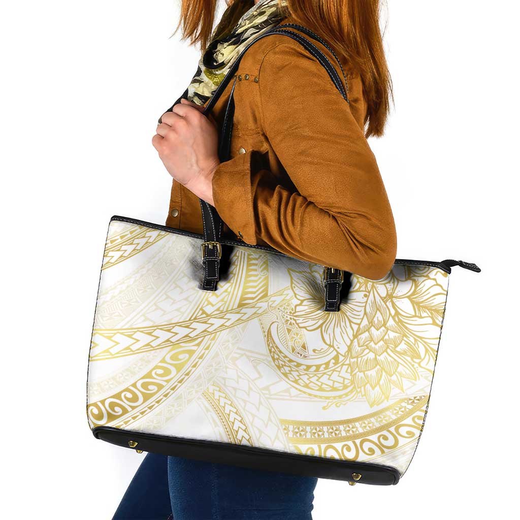 Samoa Lotu Tamaiti Gold Leather Tote Bag Teuila Tatau - Polynesian Pride