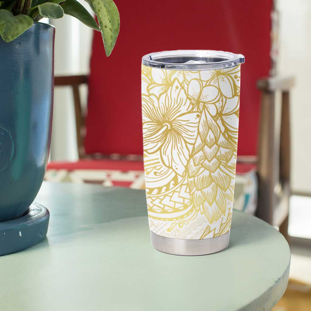 Samoa Lotu Tamaiti Gold Tumbler Cup Teuila Tatau - Polynesian Pride