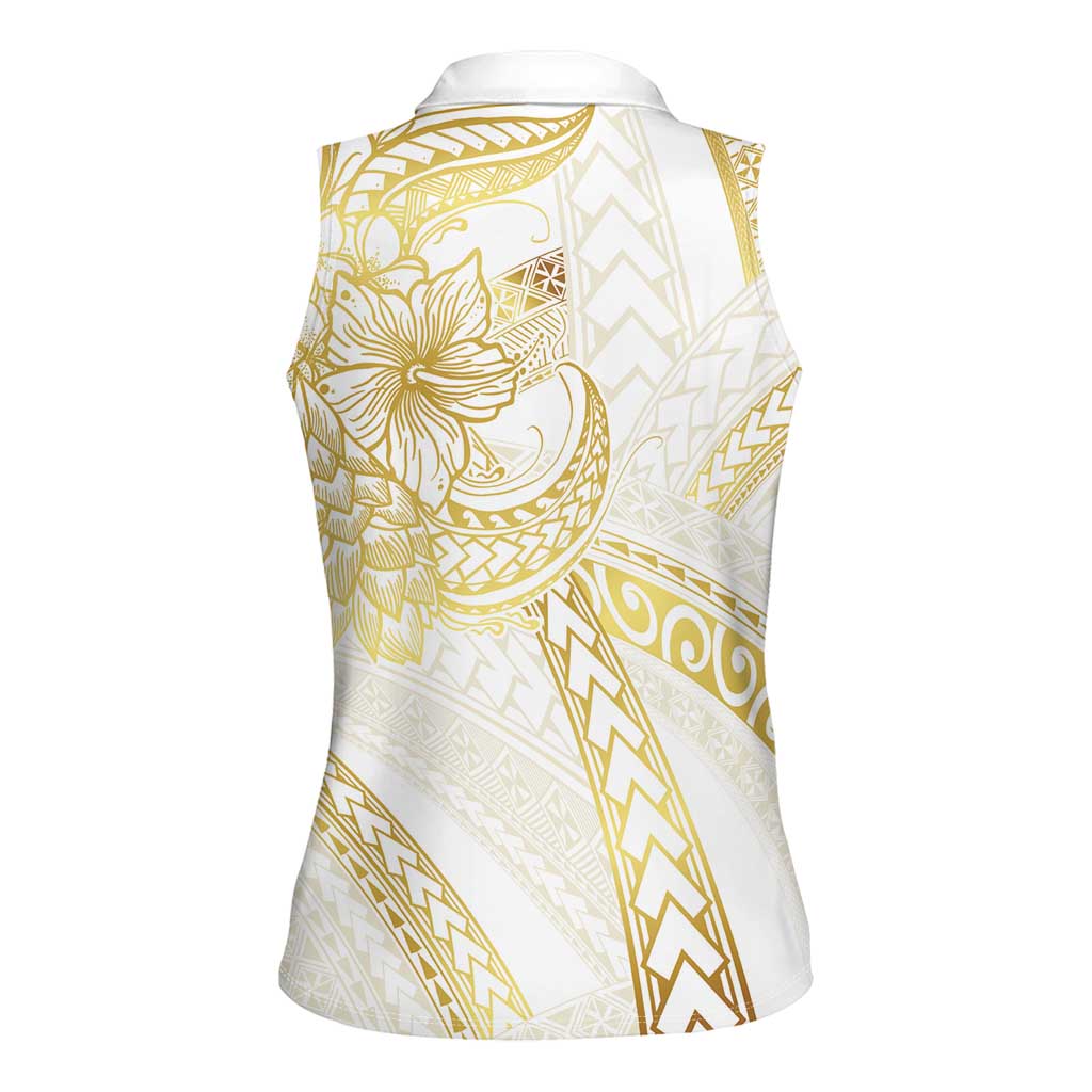 Samoa Lotu Tamaiti Gold Women Sleeveless Polo Shirt Teuila Tatau LT7 - Polynesian Pride