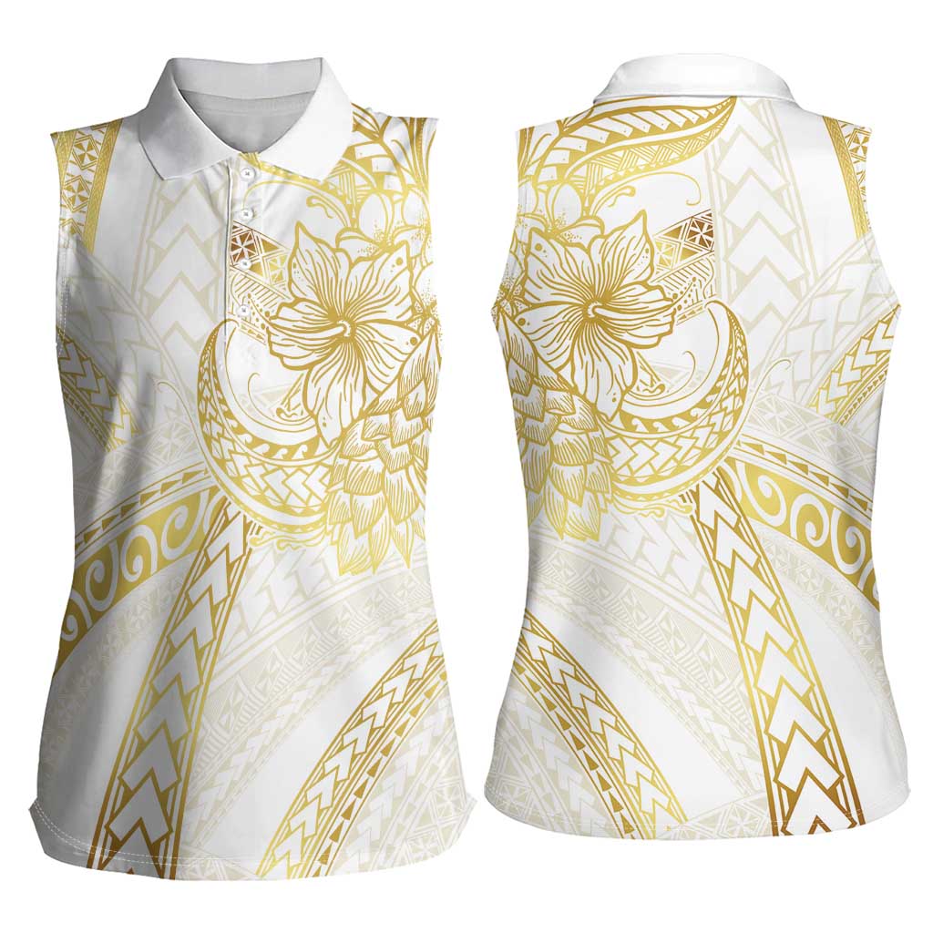 Samoa Lotu Tamaiti Gold Women Sleeveless Polo Shirt Teuila Tatau LT7 - Polynesian Pride