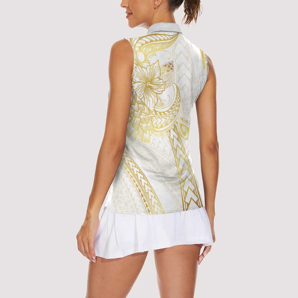 Samoa Lotu Tamaiti Gold Women Sleeveless Polo Shirt Teuila Tatau LT7 - Polynesian Pride