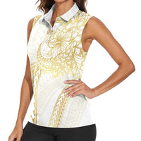 Samoa Lotu Tamaiti Gold Women Sleeveless Polo Shirt Teuila Tatau LT7 - Polynesian Pride