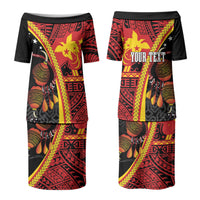 Papua New Guinea Independence Personalised Couples Matching Puletasi and Hawaiian Shirt PNG Bagi and Lime Pot LT7 - Polynesian Pride