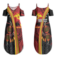 Papua New Guinea Independence Personalised Couples Matching Summer Maxi Dress and Hawaiian Shirt PNG Bagi and Lime Pot LT7 - Polynesian Pride