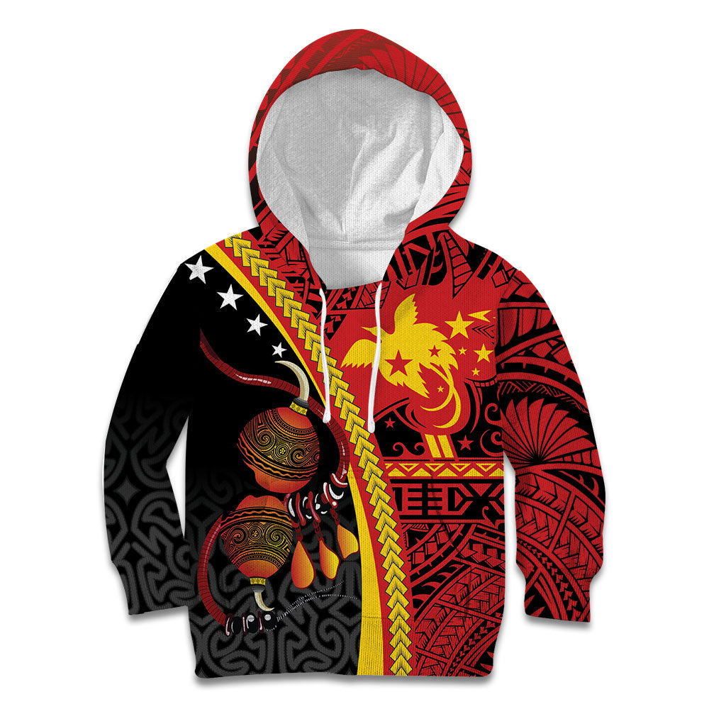 Papua New Guinea Independence Personalised Kid Hoodie PNG Bagi and Lime Pot LT7 Hoodie Black - Polynesian Pride