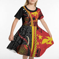 Papua New Guinea Independence Personalised Kid Short Sleeve Dress PNG Bagi and Lime Pot LT7 - Polynesian Pride