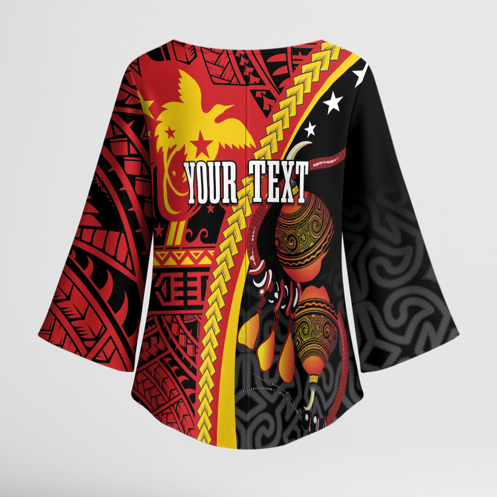 Papua New Guinea Independence Personalised Kimono Sleeve Blouse PNG Bagi and Lime Pot LT7 - Polynesian Pride