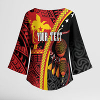 Papua New Guinea Independence Personalised Kimono Sleeve Blouse PNG Bagi and Lime Pot LT7 - Polynesian Pride