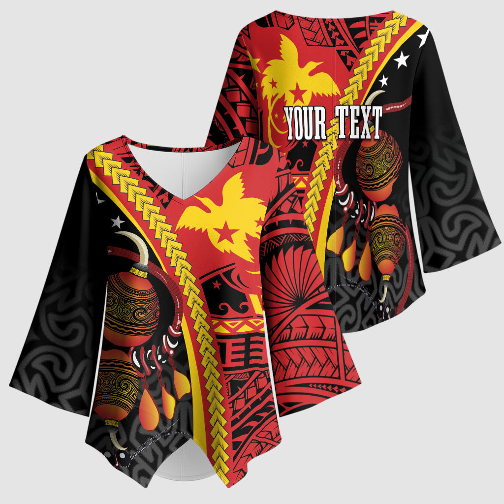 Papua New Guinea Independence Personalised Kimono Sleeve Blouse PNG Bagi and Lime Pot LT7 - Polynesian Pride