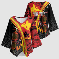 Papua New Guinea Independence Personalised Kimono Sleeve Blouse PNG Bagi and Lime Pot LT7 - Polynesian Pride