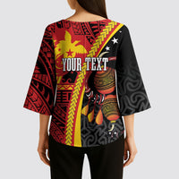 Papua New Guinea Independence Personalised Kimono Sleeve Blouse PNG Bagi and Lime Pot LT7 - Polynesian Pride