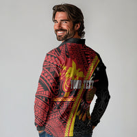 Papua New Guinea Independence Personalised Long Sleeve Polo Shirt PNG Bagi and Lime Pot LT7 - Polynesian Pride