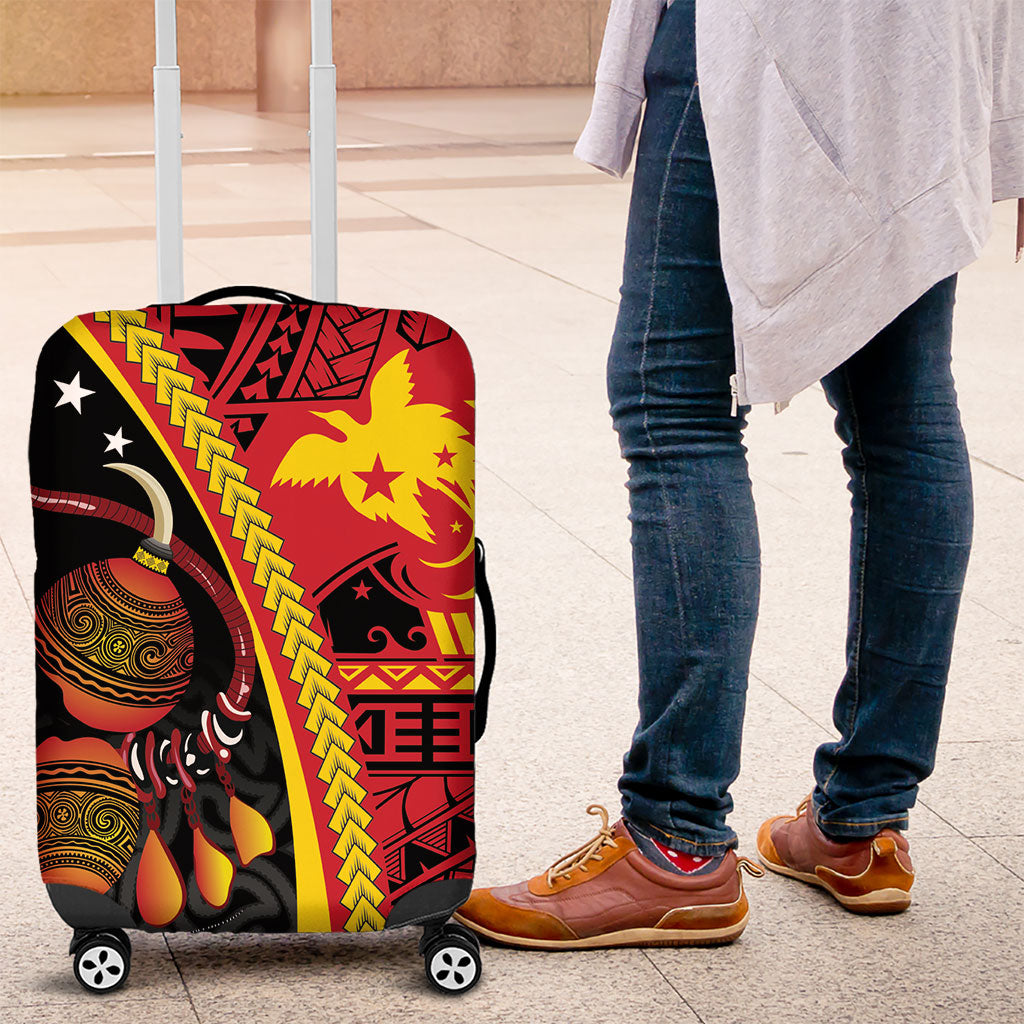 Papua New Guinea Independence Luggage Cover PNG Bagi and Lime Pot LT7 Black - Polynesian Pride