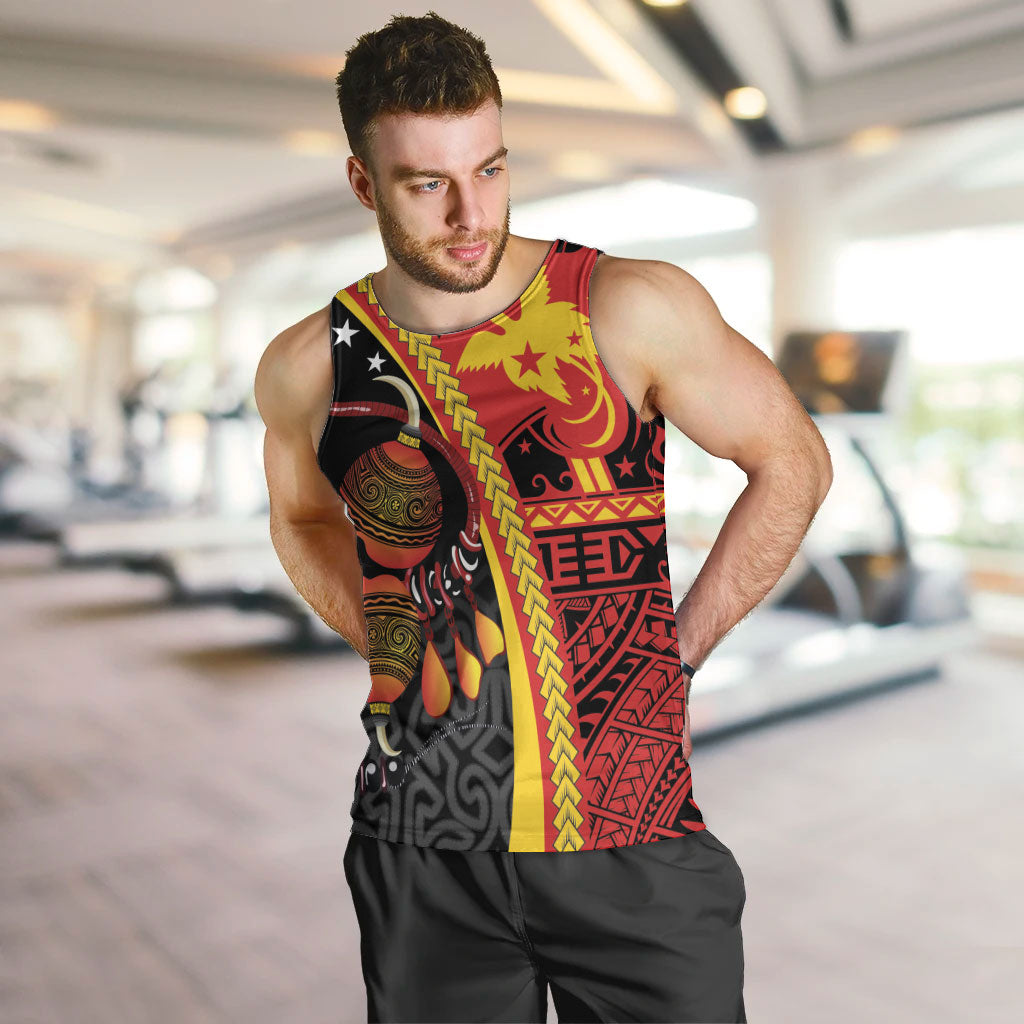 Papua New Guinea Independence Personalised Men Tank Top PNG Bagi and Lime Pot LT7 Black - Polynesian Pride