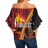 Papua New Guinea Independence Personalised Off Shoulder Wrap Waist Top PNG Bagi and Lime Pot LT7 - Polynesian Pride