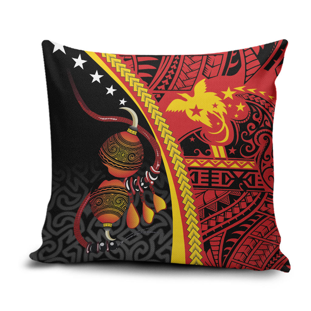 Papua New Guinea Independence Pillow Cover PNG Bagi and Lime Pot LT7 Black - Polynesian Pride
