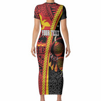 Papua New Guinea Independence Personalised Short Sleeve Bodycon Dress PNG Bagi and Lime Pot LT7 - Polynesian Pride